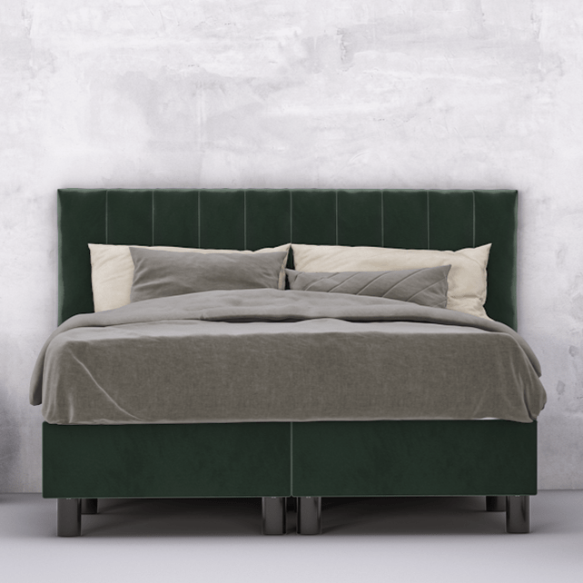 erkendmatras boxspring hoofdbord banen velvet donkergroen