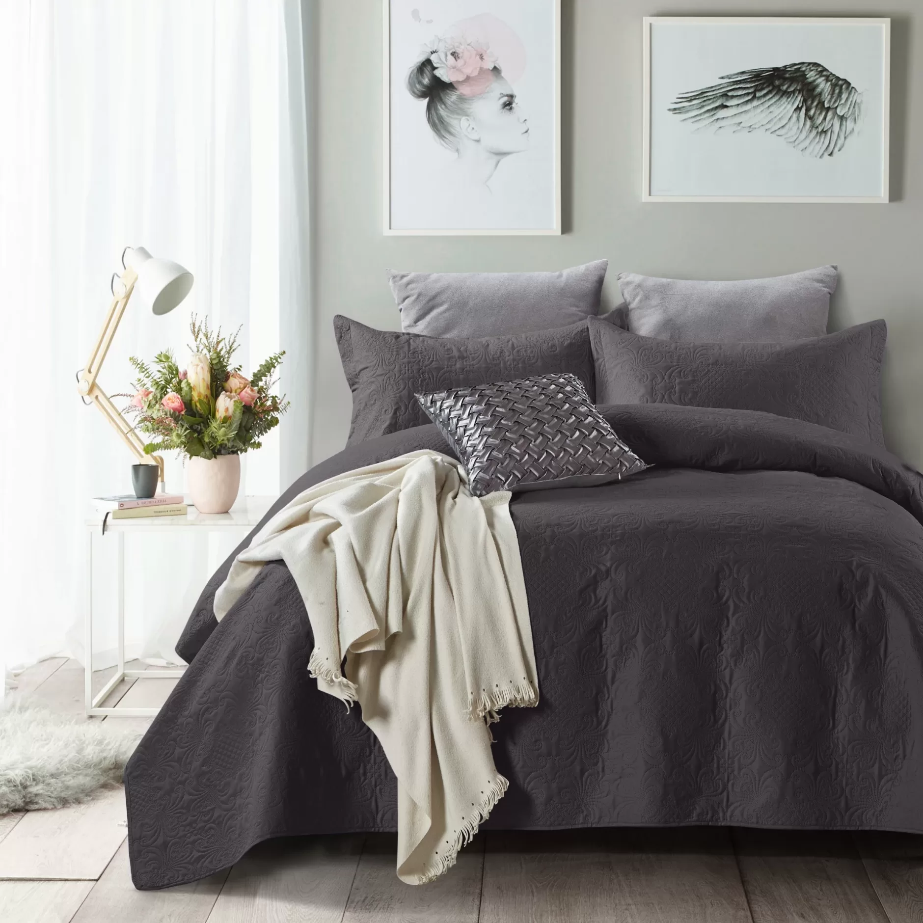Bedsprei Delft Antraciet