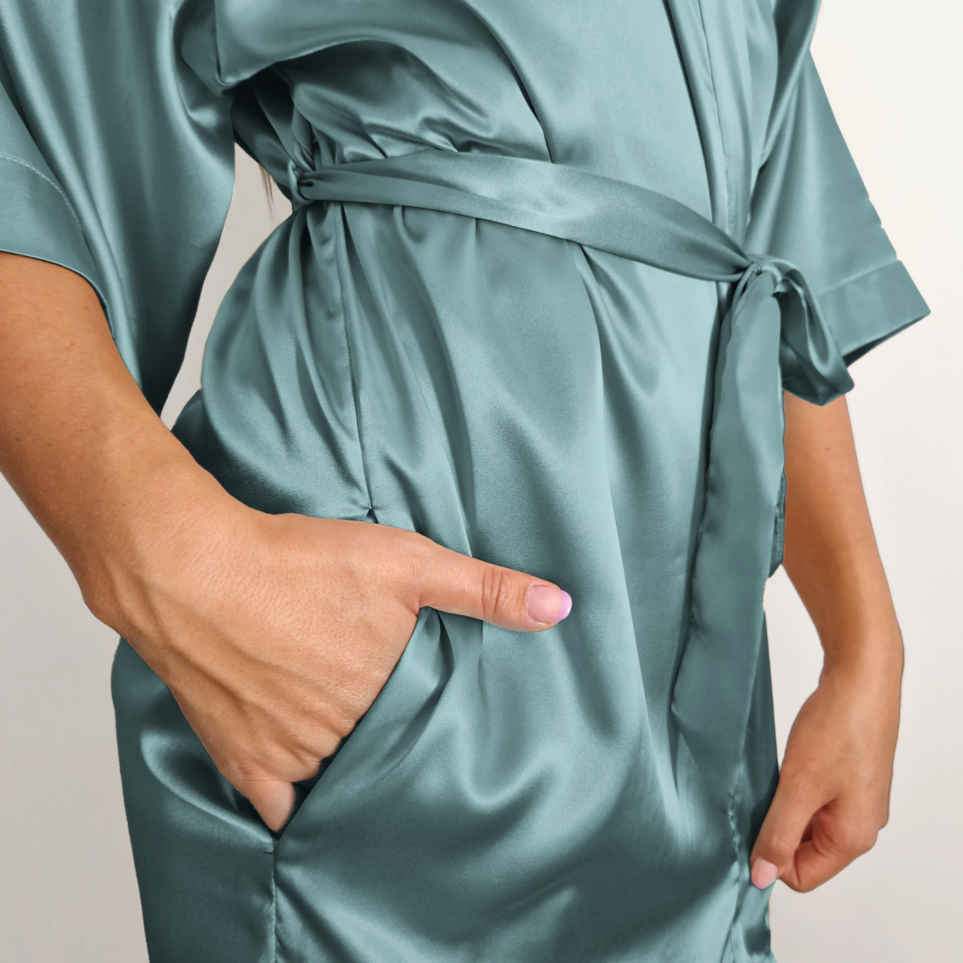 Kimono Satijn Ijmuiden Groen - Afbeelding 4
