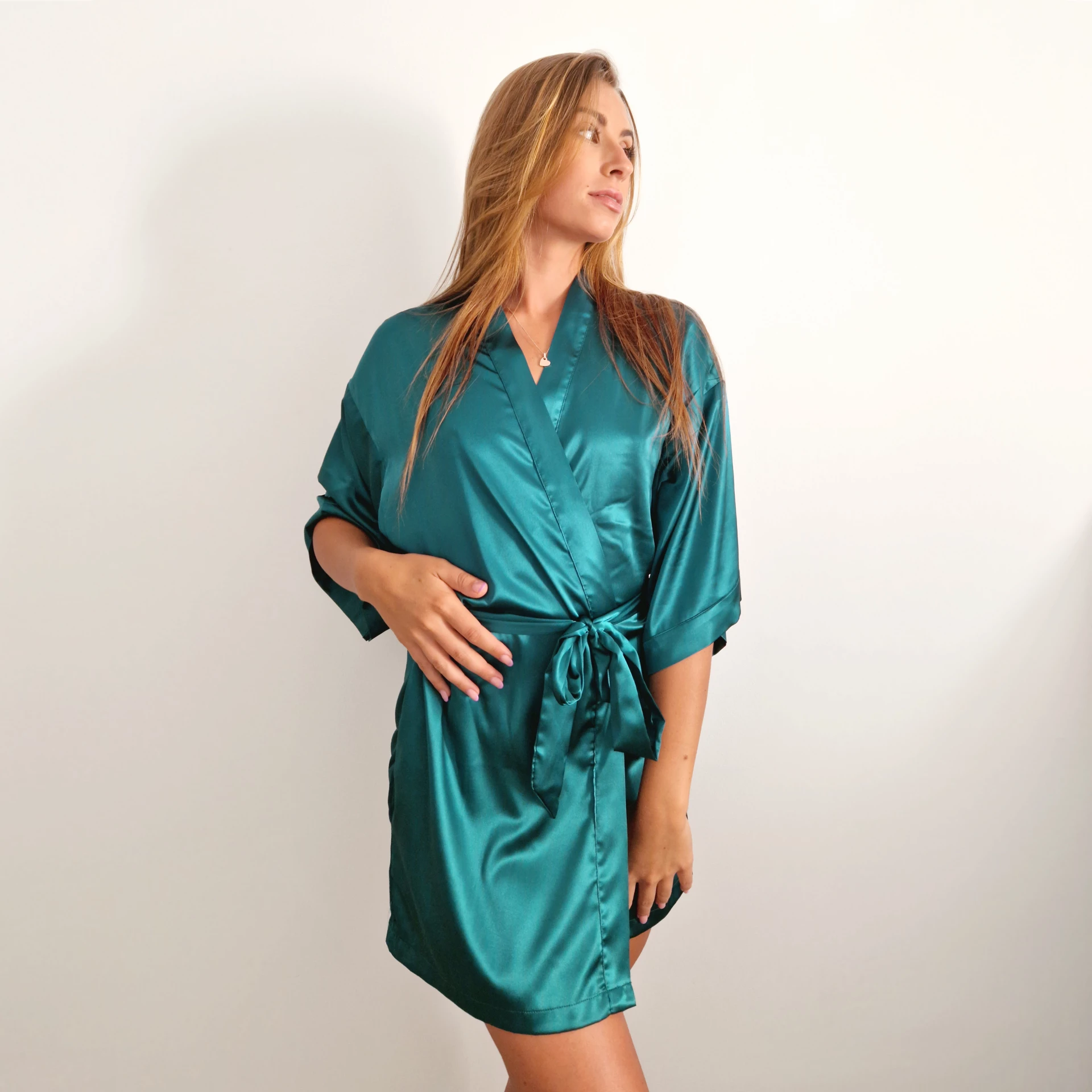 Kimono Satijn Ijmuiden Petrol - Afbeelding 3